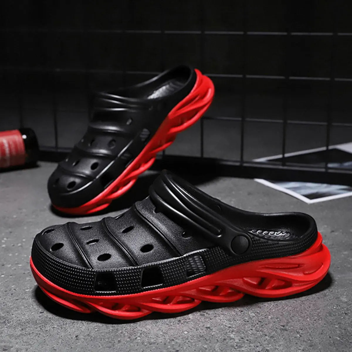 CLG-1001 – Premium Red & Black CLOGS Step'Z Footwear