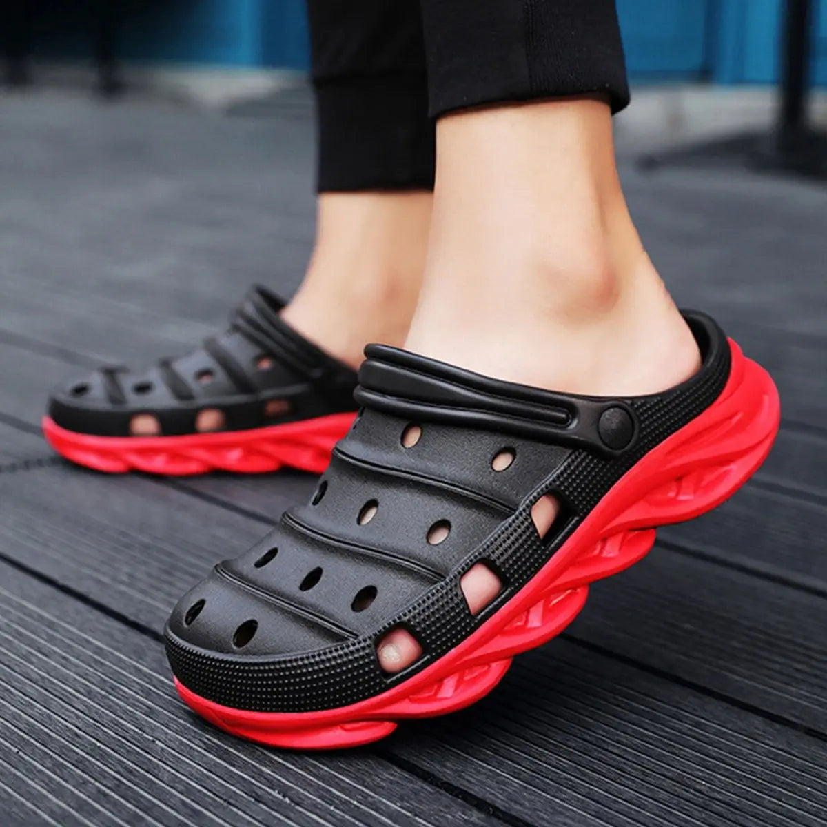 CLG-1001 – Premium Red & Black CLOGS Step'Z Footwear