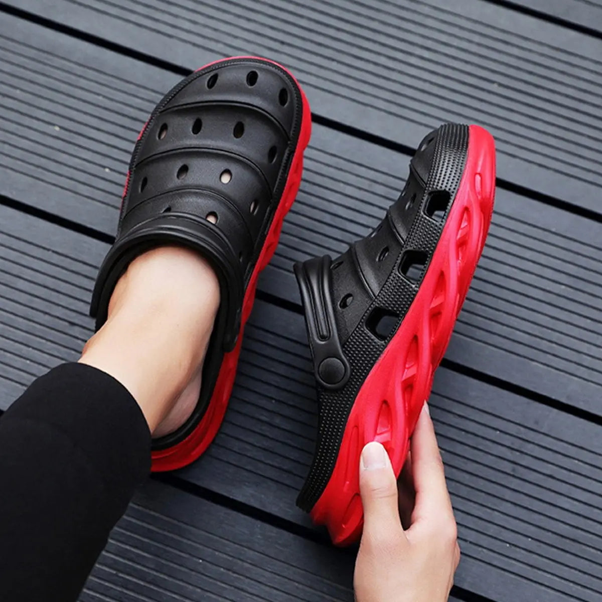 CLG-1001 – Premium Red & Black CLOGS Step'Z Footwear