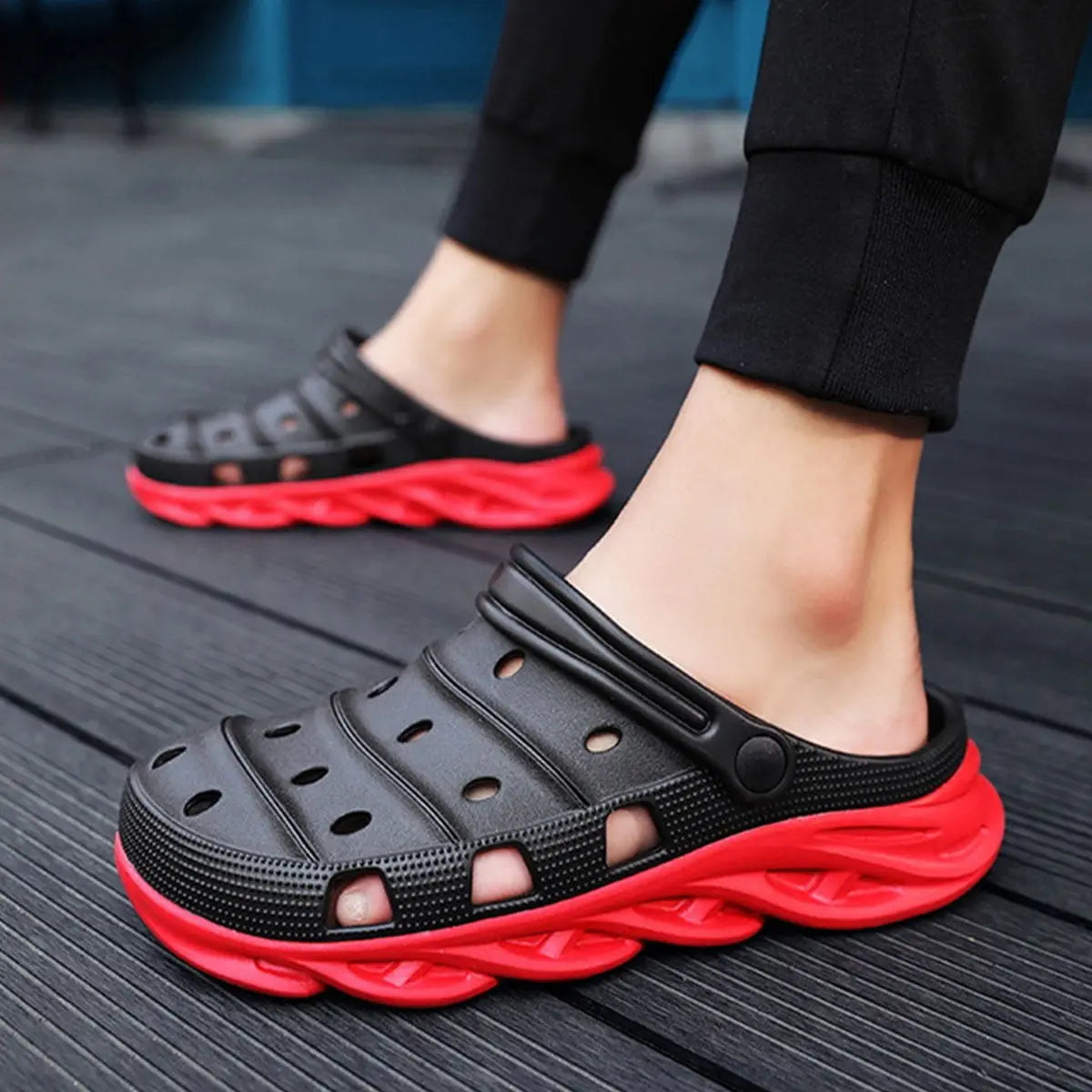 CLG-1001 – Premium Red & Black CLOGS Step'Z Footwear