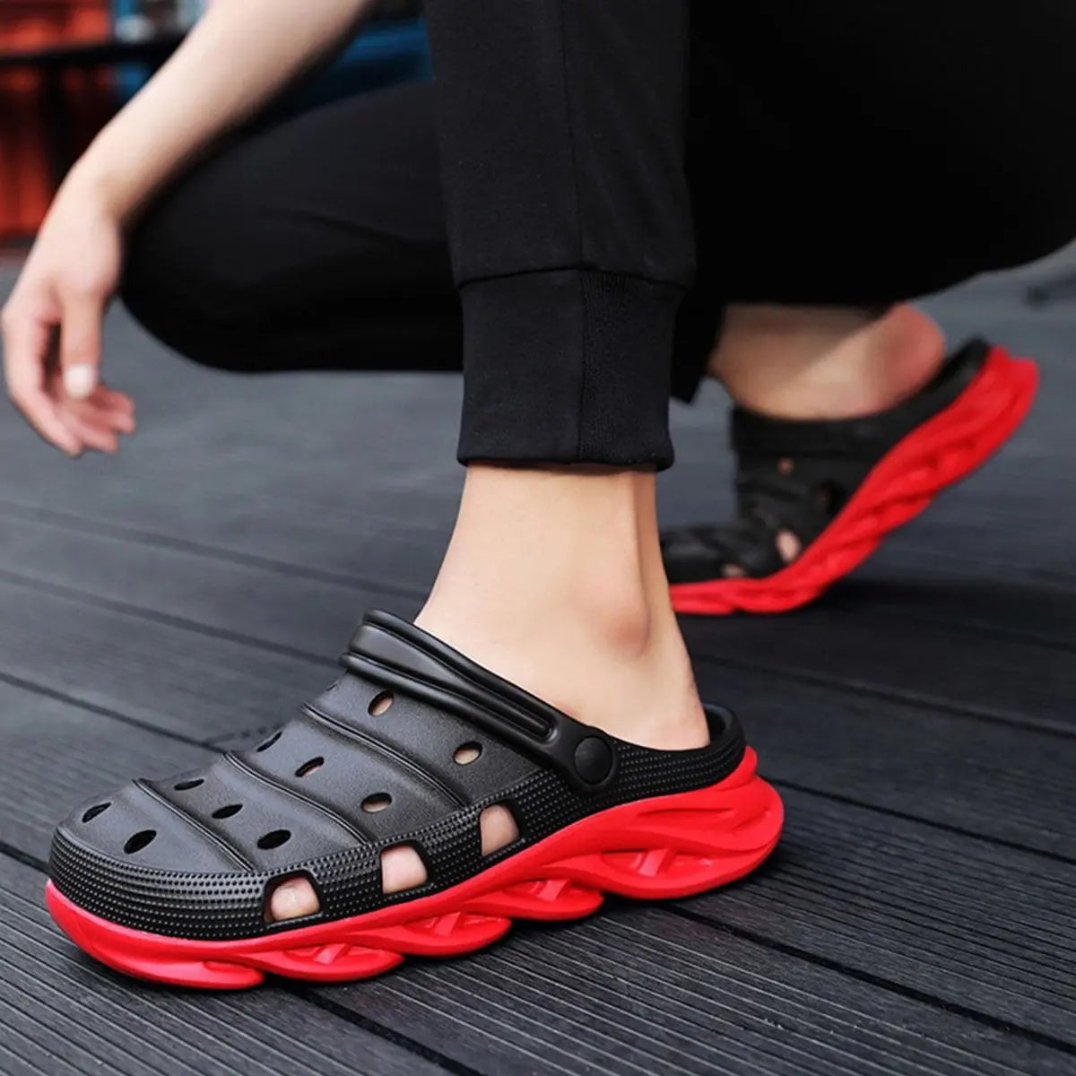 CLG-1001 – Premium Red & Black CLOGS Step'Z Footwear