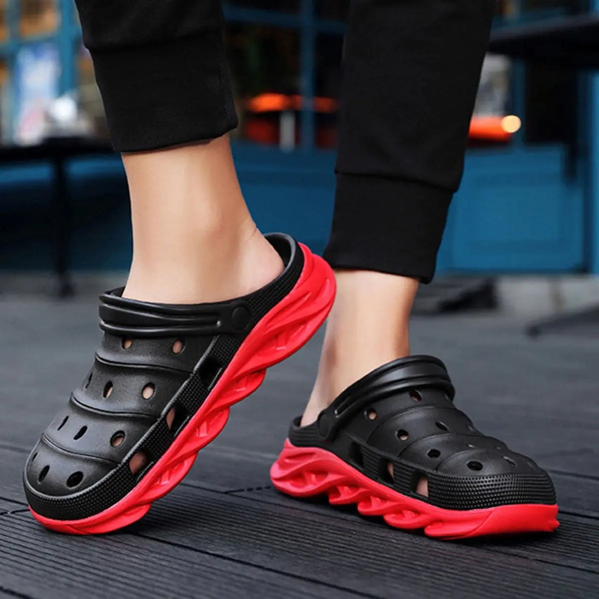 CLG-1001 – Premium Red & Black CLOGS Step'Z Footwear