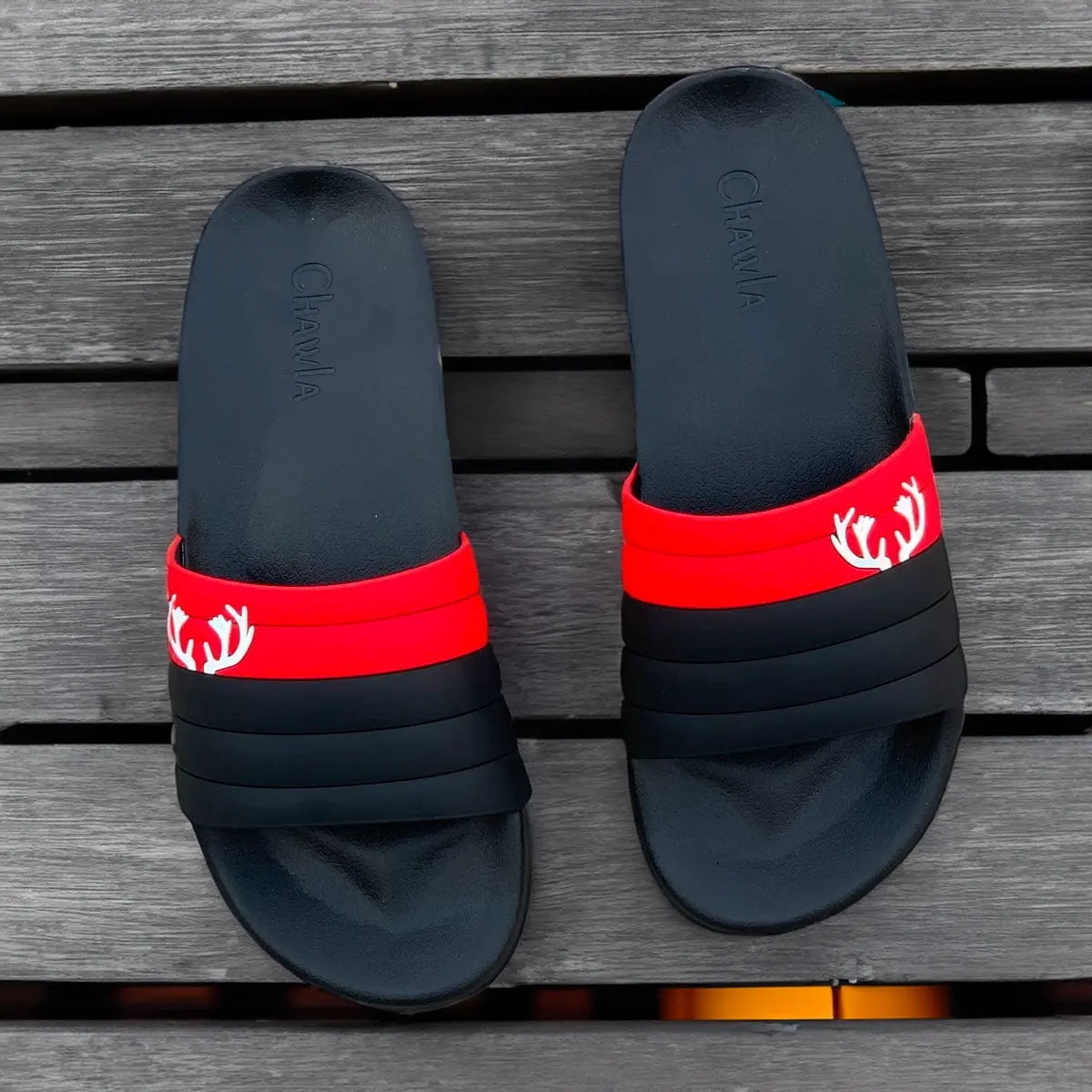 CPH-1003 – Premium Red & Black Slippers Step'Z Footwear